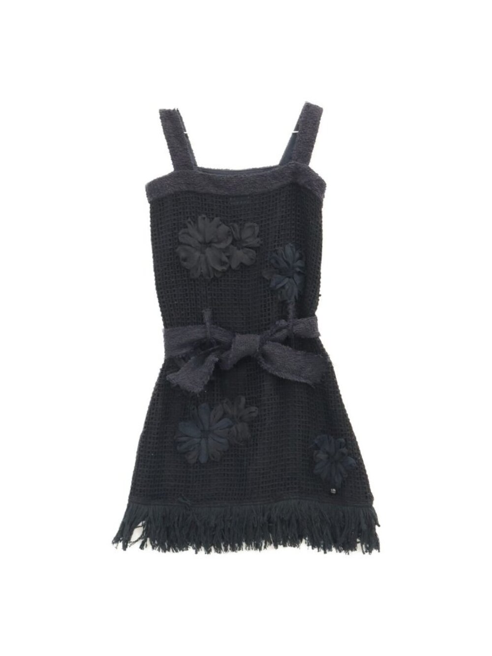 Chanel Waist Ribbon Belt Flower Mesh Knit Sweater 34